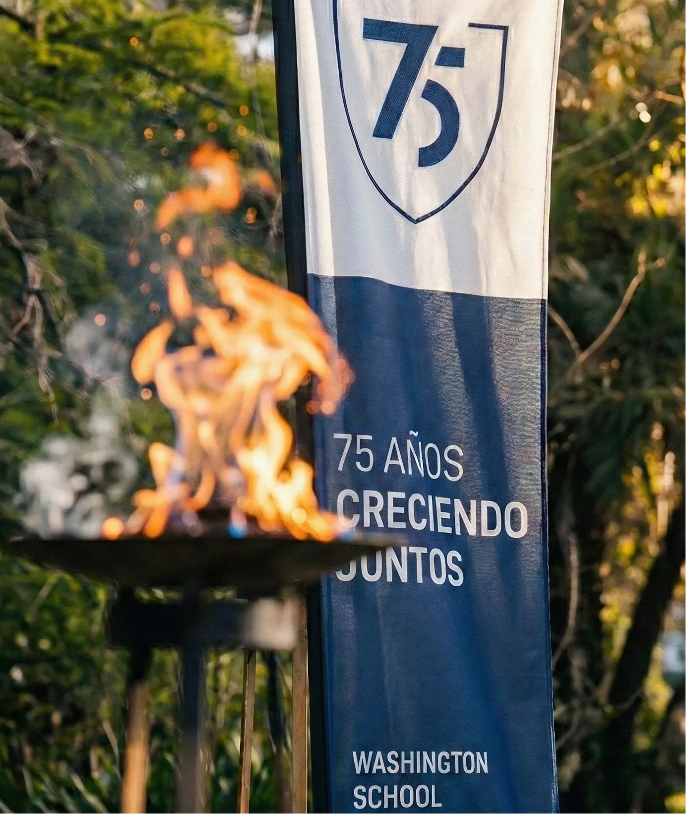 Antorcha y banner del aniversario