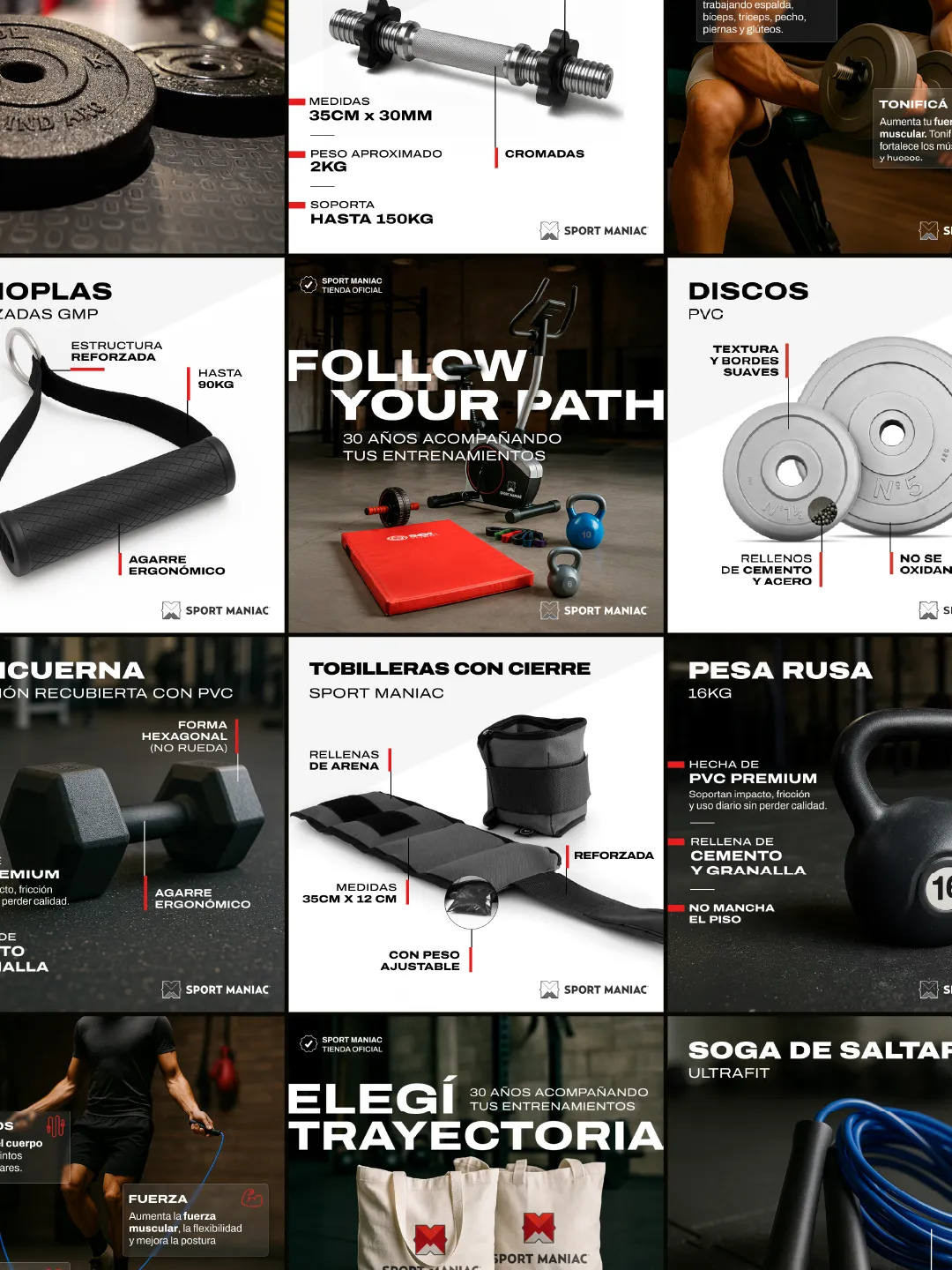 Sport Maniac: placas de producto