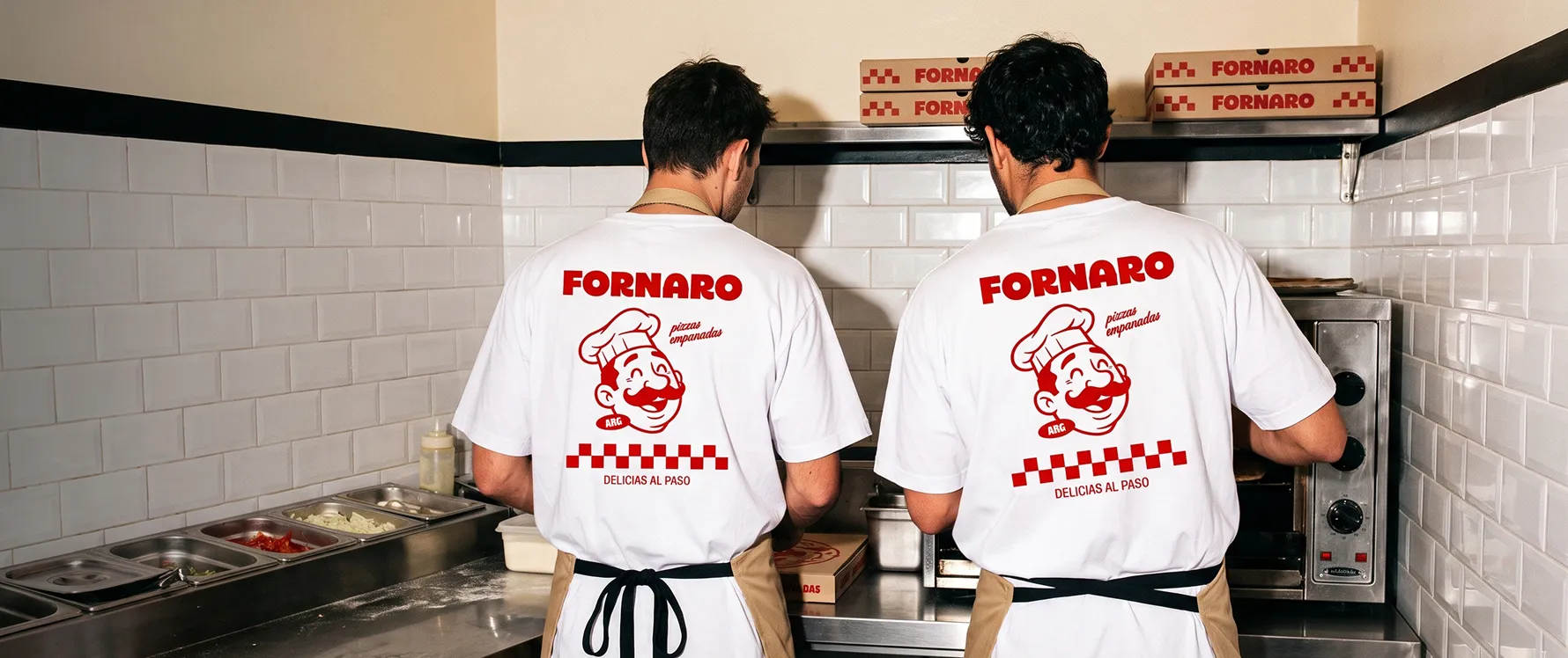 Equipo de Fornaro trabajando frente al horno