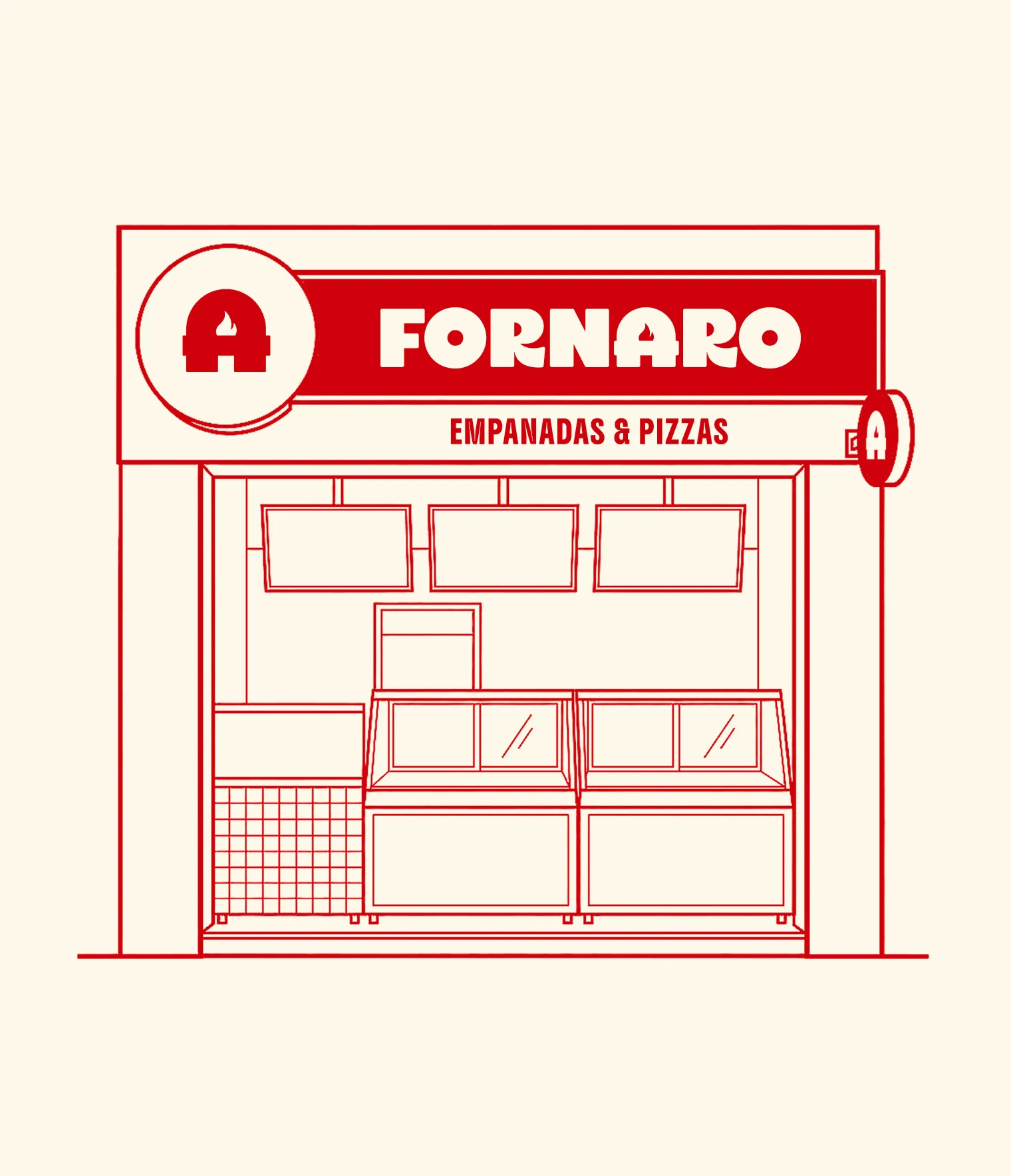 Dibujo lineal de la fachada de Fornaro