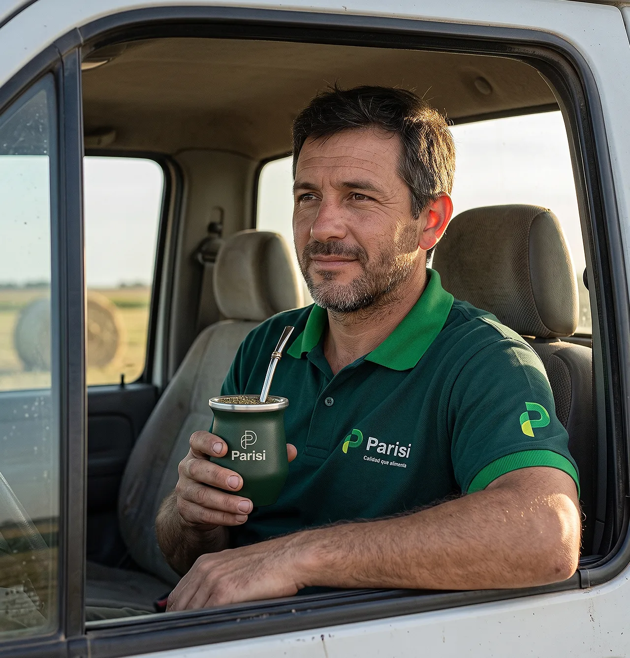 Equipo de Parisi en la camioneta