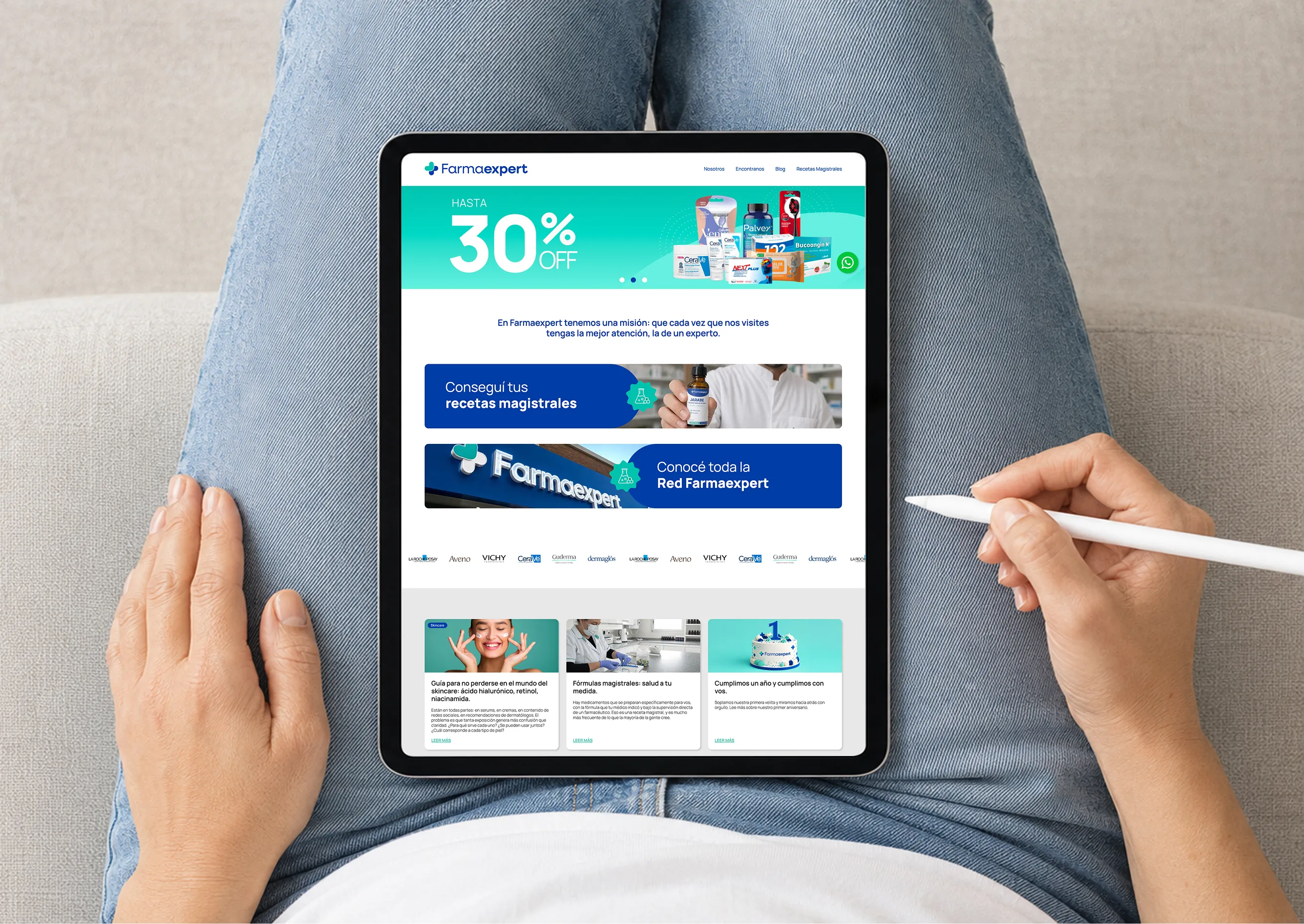 La web de Farmaexpert en una tablet